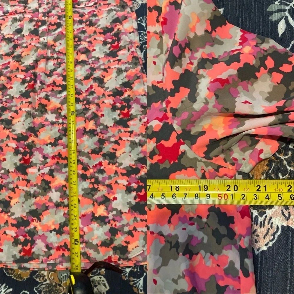 Gap Shirt Dress Women’s Medium Neon Camo‎ Pink Multicolor Pockets Long Sleeve